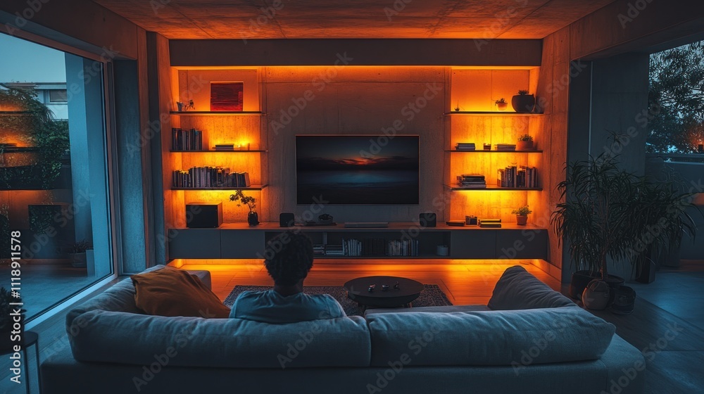Relaxing Evening at Home: Ambient Lighting and Modern Interior Design