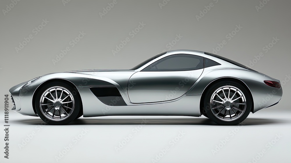 Fototapeta premium A side view of a silver car positioned against a white backdrop