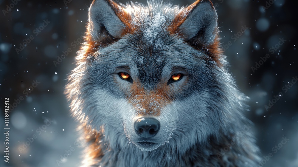 Majestic Winter Wolf: A Stunning Portrait of a Gray Wolf in a Snowy Forest Majestic Winter Wolf: A Stunning Portrait of a Gray Wolf in a Snowy Forest