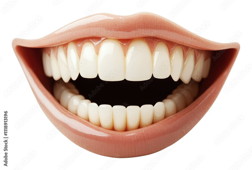 Bright smile with perfect teeth displayed openly, cut out - stock png. Bright smile with perfect teeth displayed openly, cut out - stock png.