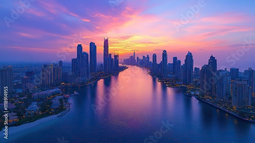 Wallpaper Mural A stunning city skyline is captured at sunset, highlighting its impressive architecture and coastal views Torontodigital.ca