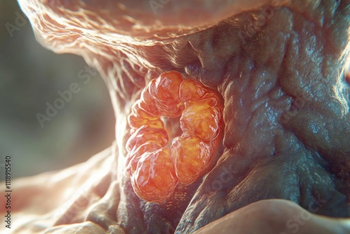 Close-up of a biological structure, possibly a tumor or cell formation.