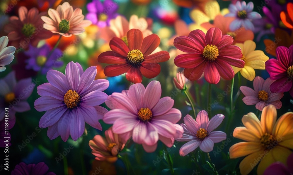 A vibrant array of colorful flowers in a lush garden setting. A vibrant array of colorful flowers in a lush garden setting.