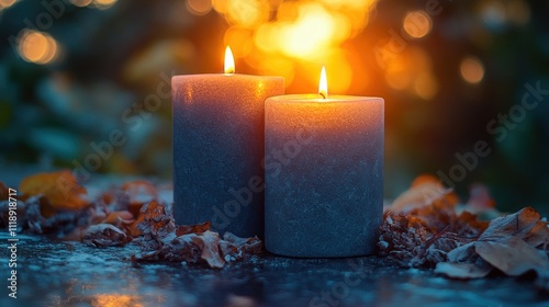 Serene Sympathy Card with Gray Candles and Soft Light for Grief and Loss