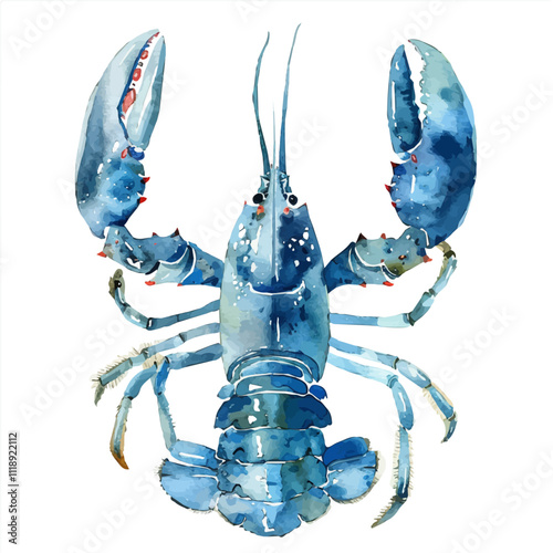 A watercolor of a lobster, isolated on a white background. Lobster vector.