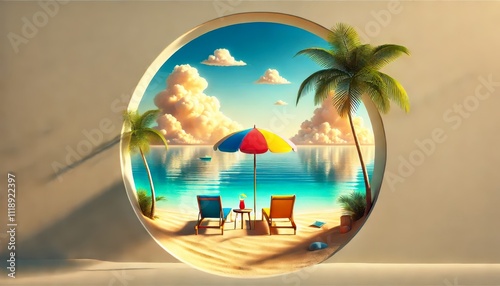 A concept illustrating the tranquility of a beach vacation. photo