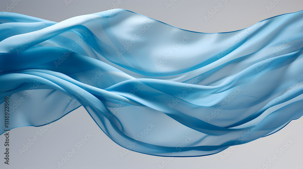 Obraz premium Digital blue fabric wavy curve abstract graphic poster PPT background