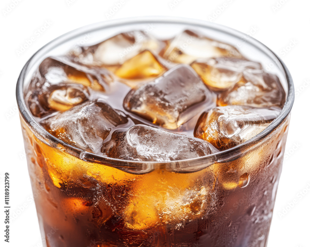 Refreshing beverage with ice in a clear glass, cut out - stock png. Refreshing beverage with ice in a clear glass, cut out - stock png.