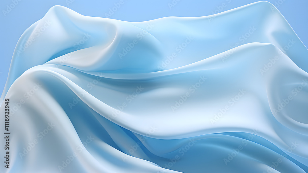 Naklejka premium Digital blue fabric wavy curve abstract graphic poster PPT background