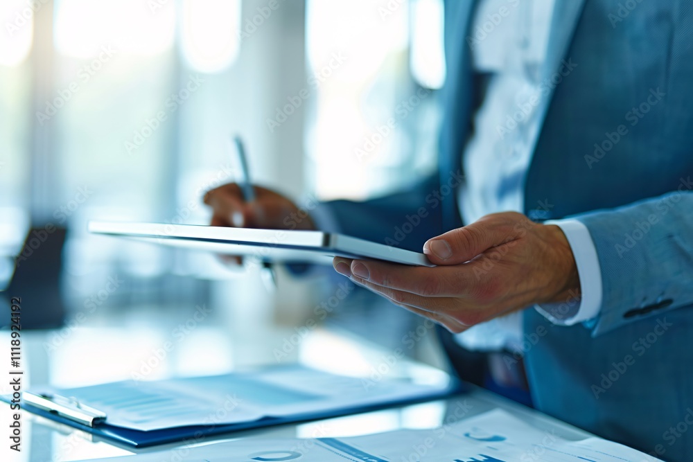 businessman using a digital tablet at work looking a chart businessman using a digital tablet at work looking a chart