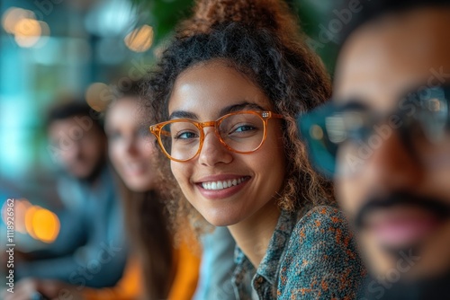 Diverse Professionals Collaborating on a Glass Board in a Modern Office Setting