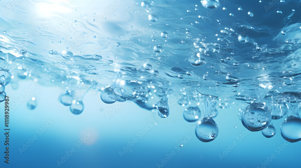 Digital blue bubble skin care products abstract poster background Digital blue bubble skin care products abstract poster background