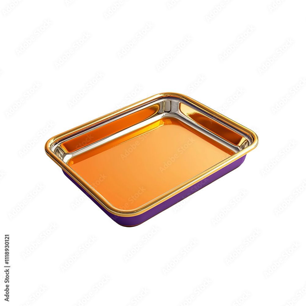 Elegant Purple and Gold Rectangular Serving Tray with Reflective Interior Elegant Purple and Gold Rectangular Serving Tray with Reflective Interior