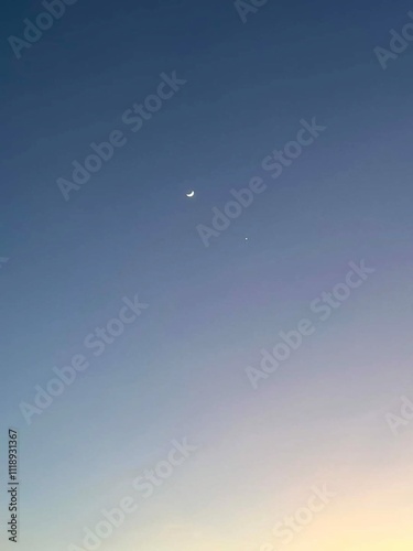The moon and stars in the sky