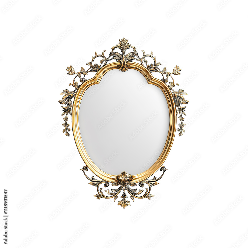 Ornate Gold and Black Oval Mirror with Baroque Frame Ornate Gold and Black Oval Mirror with Baroque Frame
