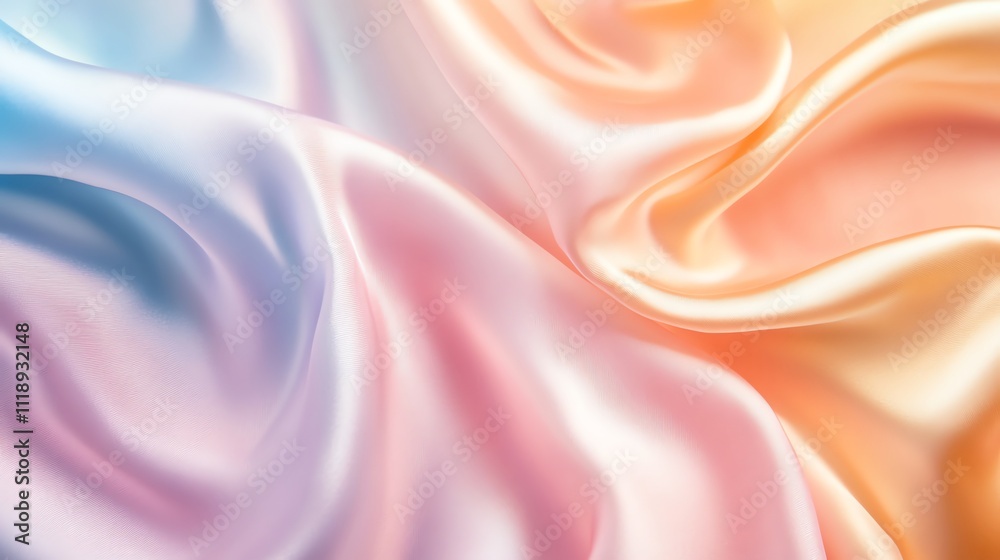 Obraz premium A soft, pastel-colored fabric with a gradient of colors from blue to pink.