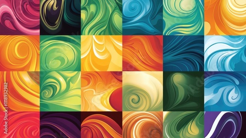 Abstract swirl patterns in vibrant colors, perfect for backgrounds or textures.