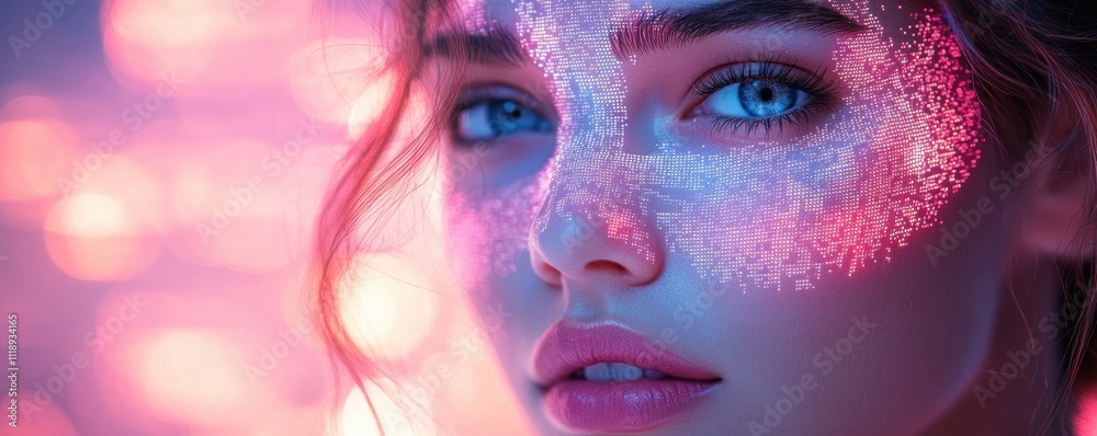Futuristic Woman with Digital Holograms in Cyberpunk Art Exploring AI and Automation for Business Efficiency Futuristic Woman with Digital Holograms in Cyberpunk Art Exploring AI and Automation for Business Efficiency