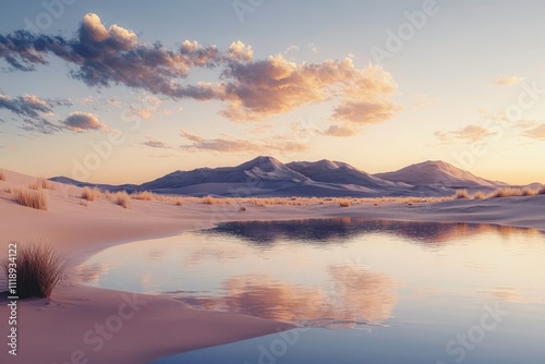 Wallpaper Mural Desert Oasis Showcase with Sand Dunes and Tranquil Water Reflection at Sunset Torontodigital.ca