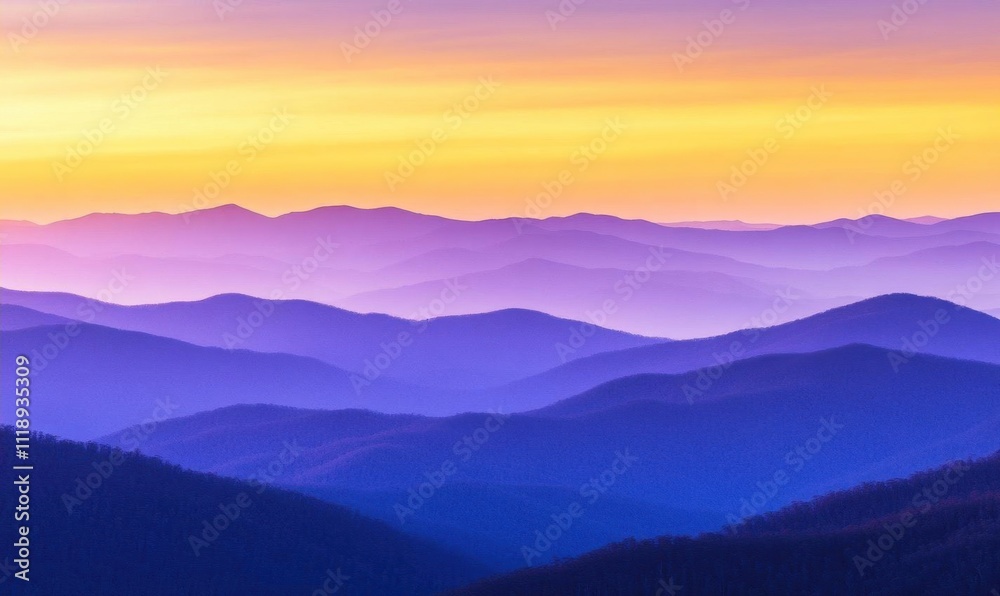 Fototapeta premium Serene layers of mountains at sunset, showcasing natural beauty.
