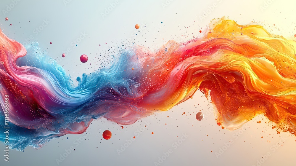 Abstract colorful paint strokes and spheres on a dynamic background Abstract colorful paint strokes and spheres on a dynamic background