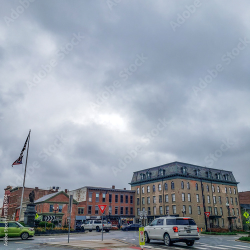 Downtown Urbana, Ohio During a Cloudy Day in late Fall