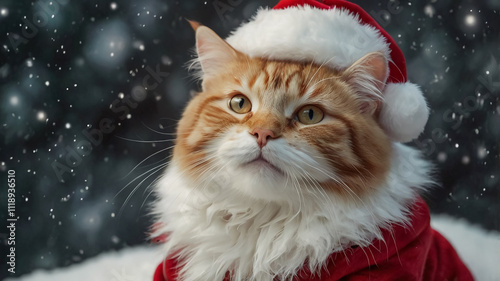 Cat in Santa Claus costume