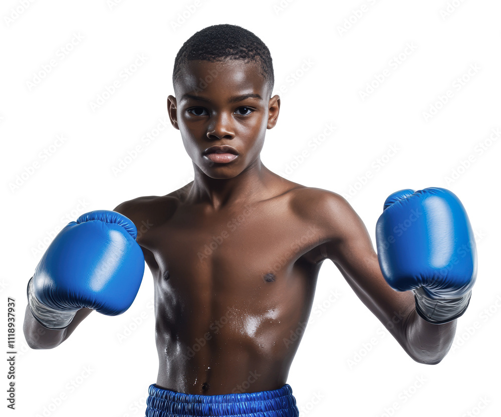 Young boxer training with determination and focus, cut out - stock png. Young boxer training with determination and focus, cut out - stock png.