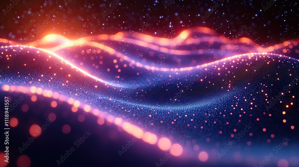 An abstract background with blue lines and glowing dots against a dark purple gradient evokes a futuristic technology concept An abstract background with blue lines and glowing dots against a dark purple gradient evokes a futuristic technology concept