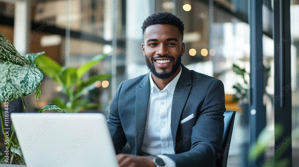young professional business consultant, sitting with a laptop, and having a online call with a business owner. young professional business consultant, sitting with a laptop, and having a online call with a business owner.