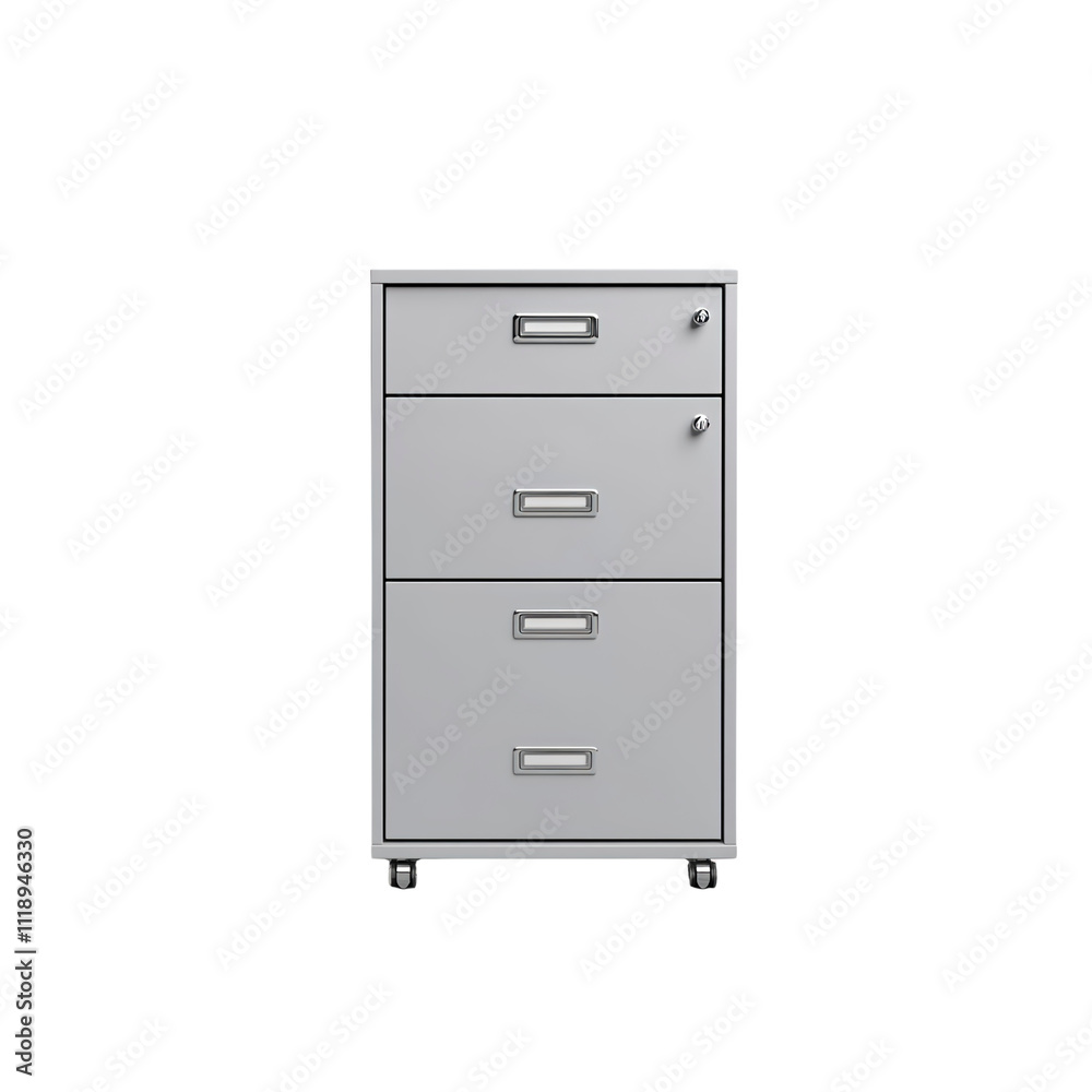 Modern Gray Metal Mobile Filing Cabinet with Three Drawers Modern Gray Metal Mobile Filing Cabinet with Three Drawers