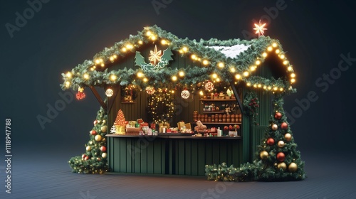 Christmas Themed Green Podium Ideal for Holiday Retail Promotions  

