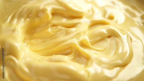 Creamy Swirls of Golden Yellow Butter, Close-Up Texture