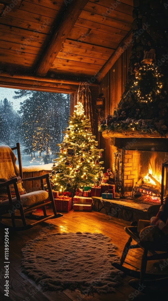 Fototapeta premium christmas tree at night