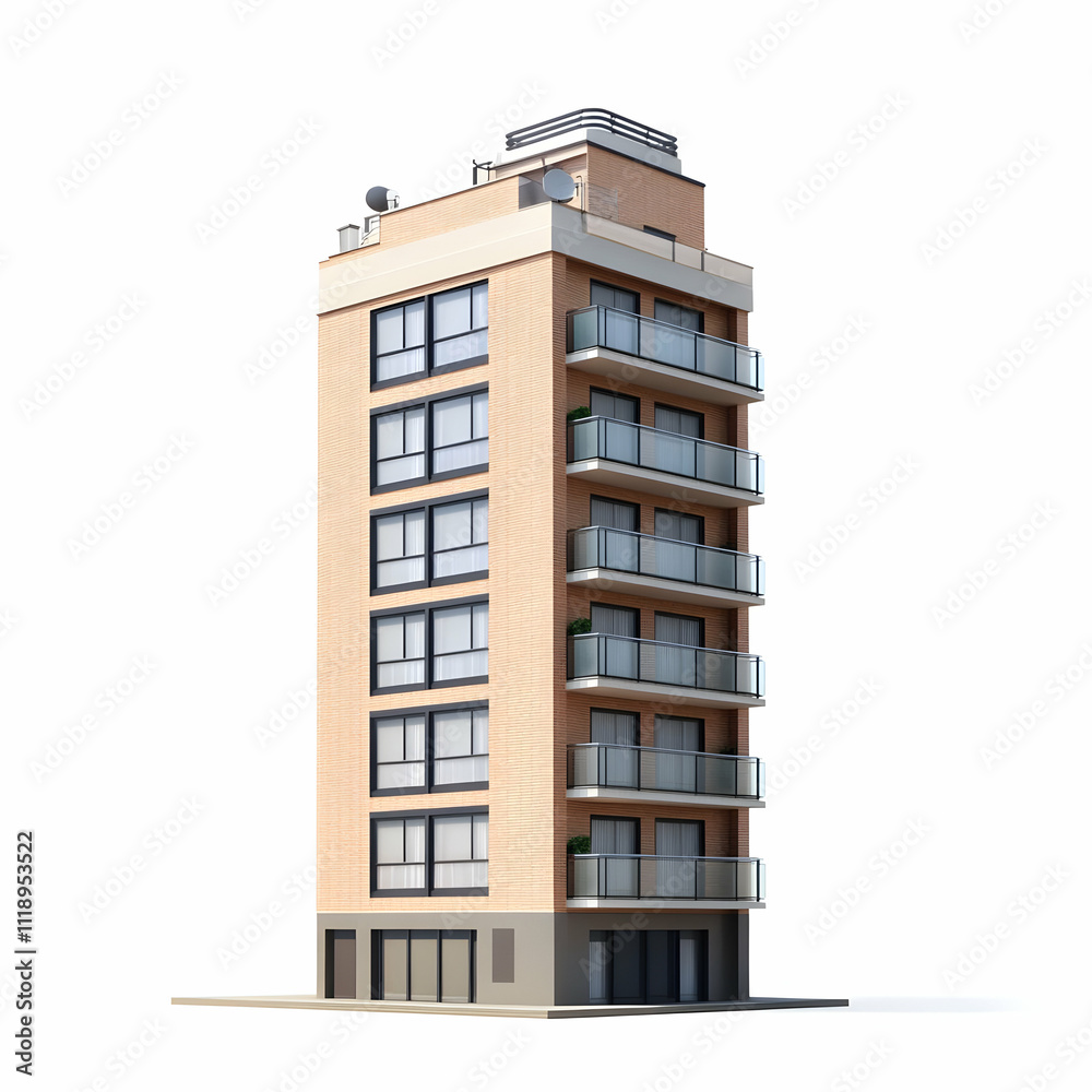 Modern multi-story building with balconies and large windows. Modern multi-story building with balconies and large windows.