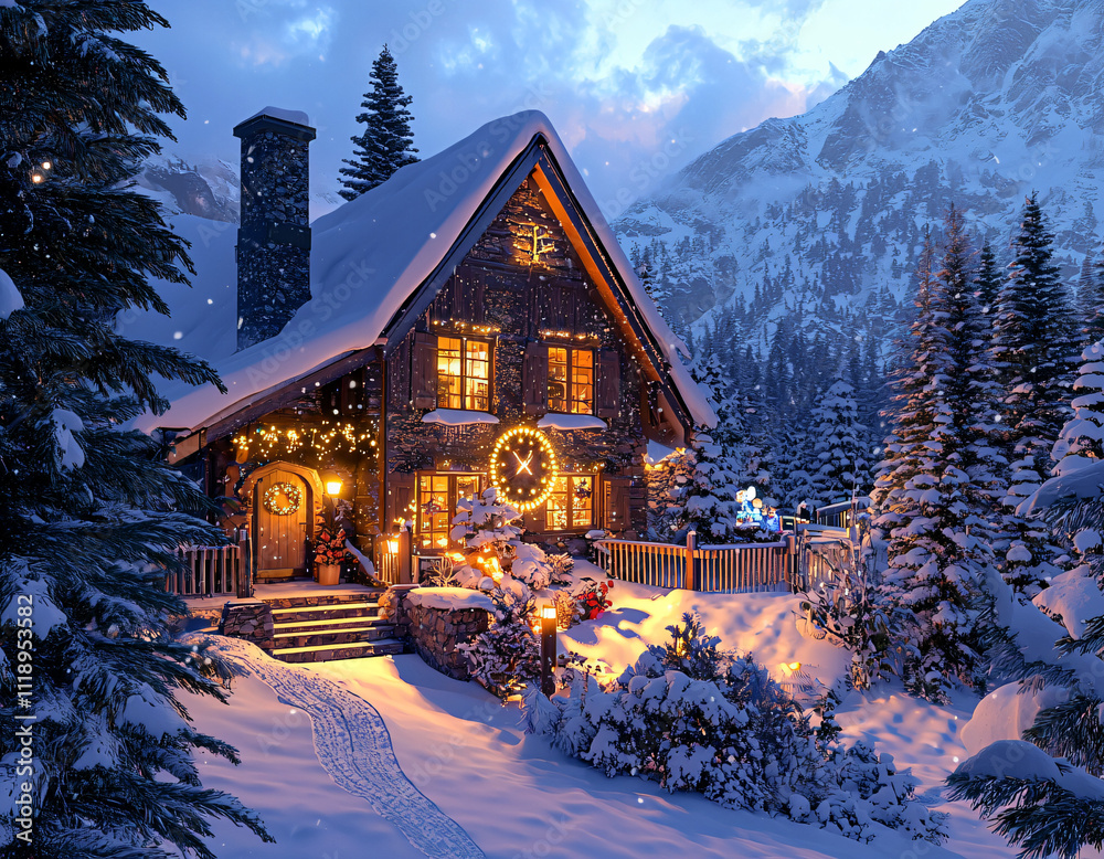 Fototapeta premium Cozy Winter Cabin