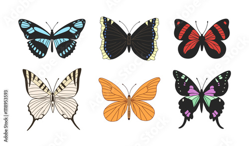 Wallpaper Mural Set of colorful realistic butterflies. Tropical butterflies isolated on white background. Torontodigital.ca