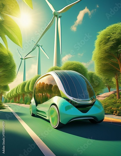 Generated imageimage should highlight the fusion of clean transportation and renewable energy in an eco-conscious lifestyle. photo