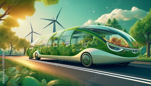 Generated imageimage should highlight the fusion of clean transportation and renewable energy in an eco-conscious lifestyle. photo