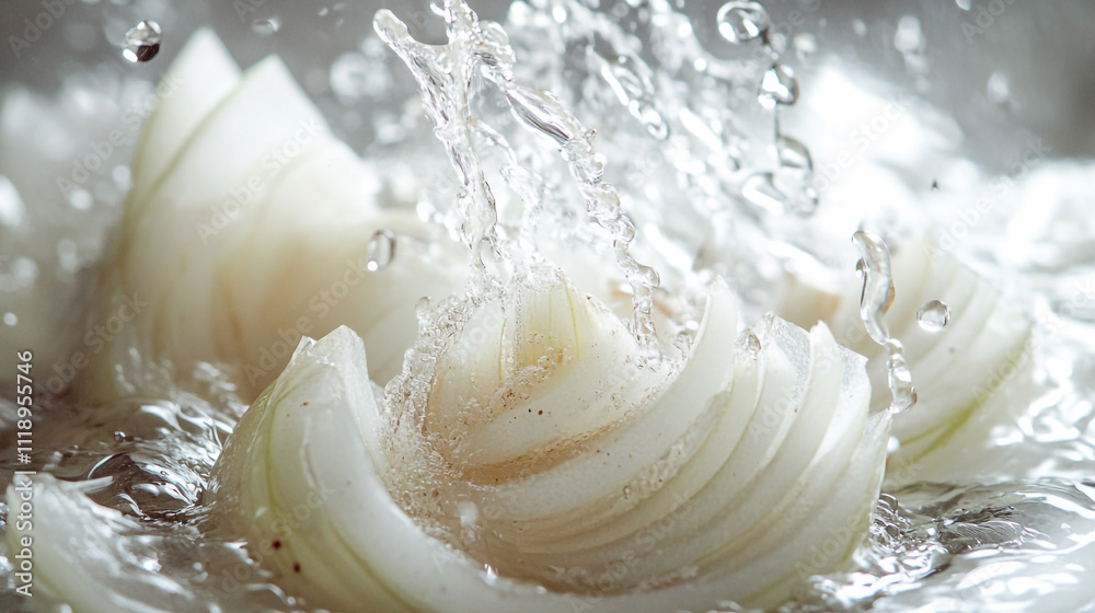 custom made wallpaper toronto digitalWater splashing over sliced onions in a clear dish at a kitchen