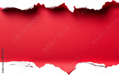 Torn paper revealing red background