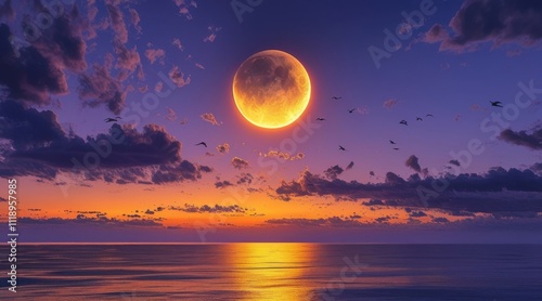 Wallpaper Mural Total Solar Eclipse Over the Ocean in a Breathtaking Scene Torontodigital.ca