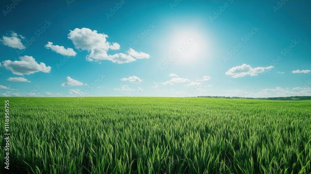 A bright, sunny landscape with green grass and a clear blue sky. A bright, sunny landscape with green grass and a clear blue sky.