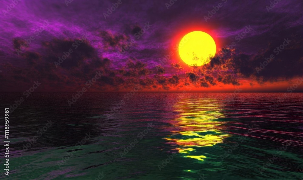 A vibrant sunset over a tranquil ocean, reflecting colorful skies. A vibrant sunset over a tranquil ocean, reflecting colorful skies.