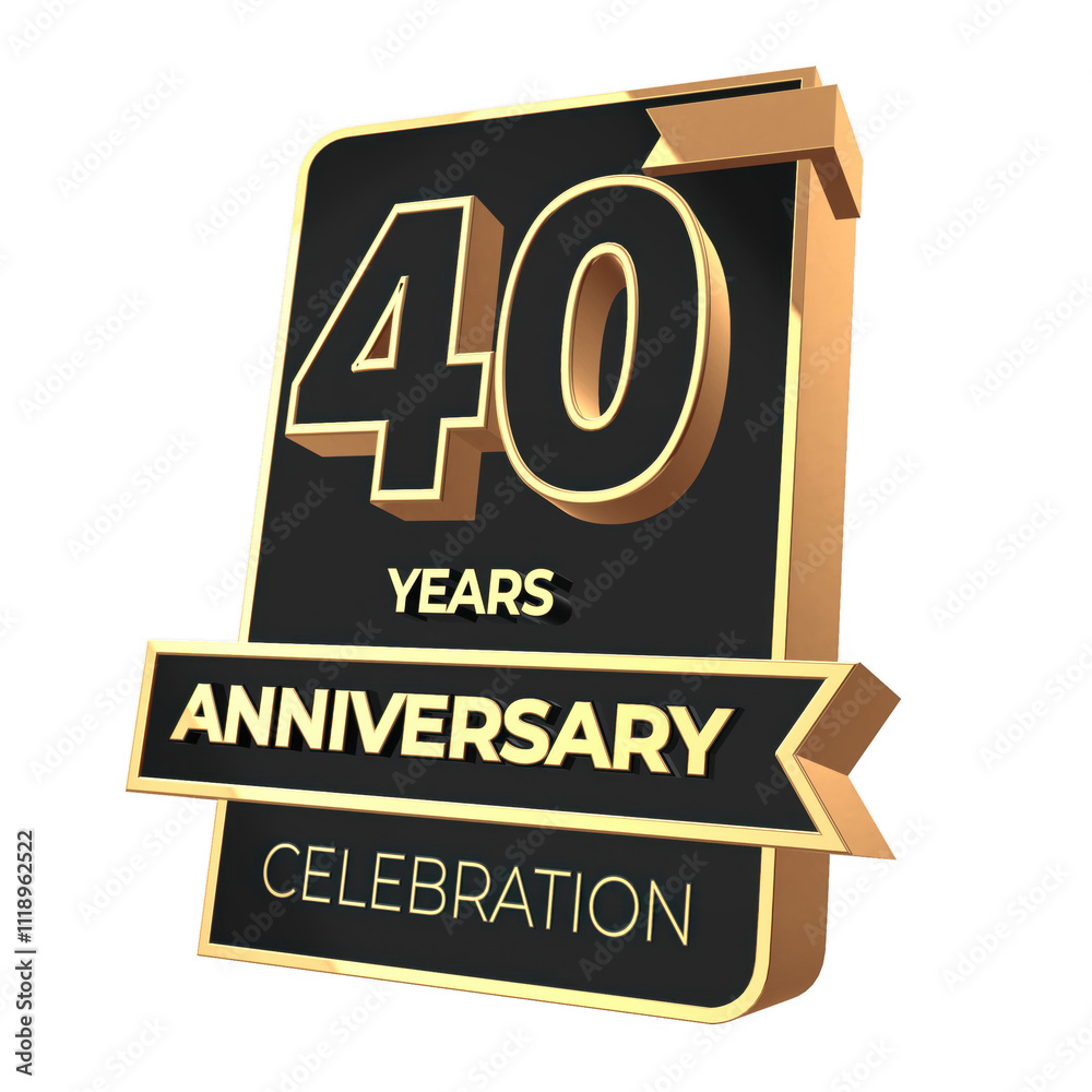 Fototapeta premium 40th Anniversary backdrop, isolated on white background