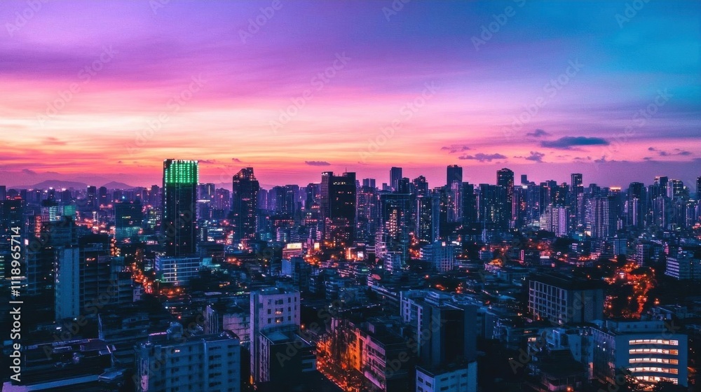 A vibrant city skyline at sunset, showcasing urban life and architecture. A vibrant city skyline at sunset, showcasing urban life and architecture.