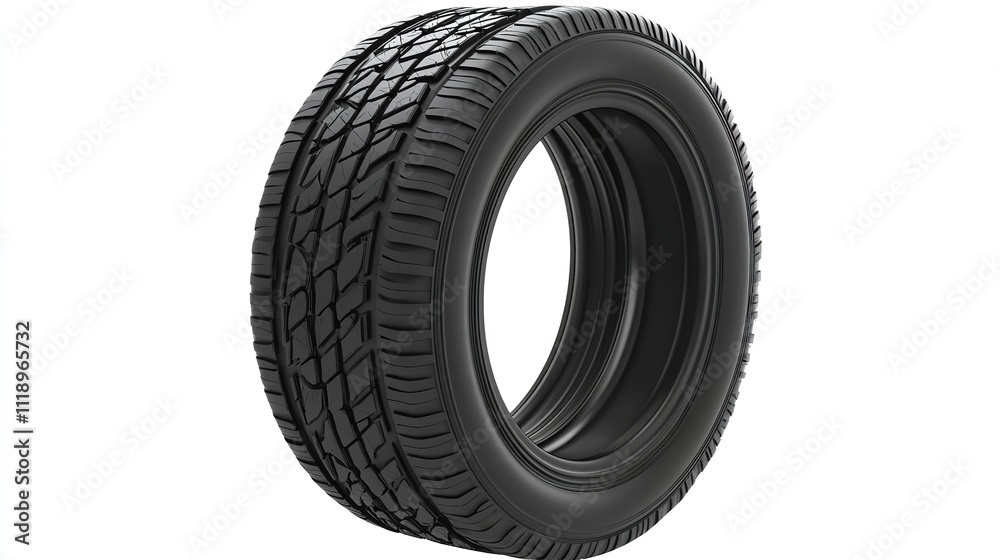 Car tire on a white background - 3D rendering. Car tire on a white background - 3D rendering.