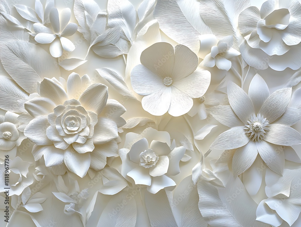 Delicate 3D Relief of Intricately Sculpted Flowers Delicate 3D Relief of Intricately Sculpted Flowers
