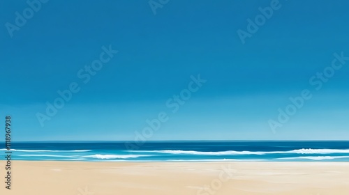 Serene Coastal Vista: A Summer's Day at the Beach
