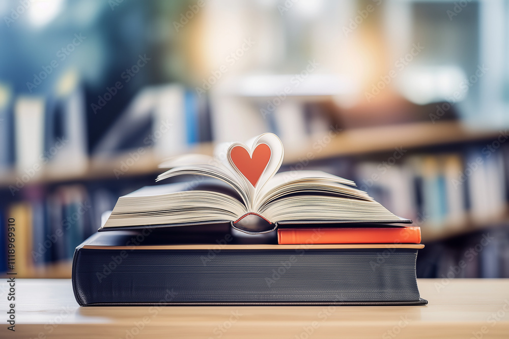 book with red heart book with red heart